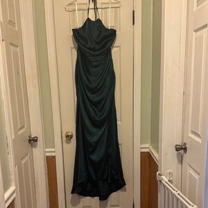Elegant Green Halter Maxi Dress